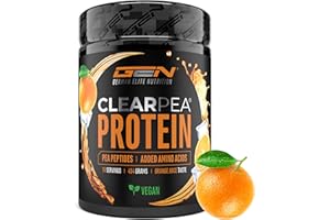 ‎GEN GERMAN ELITE NUTRITION ClearPea® - Clear Protein Vegan - Lecker & erfrischender veganer Eiweiß-Shake - Veganes Eiweißplulver aus Erbsenproteinhydrolysat Pepitde - Clear Whey Alternative (454g, Orange Juice)
