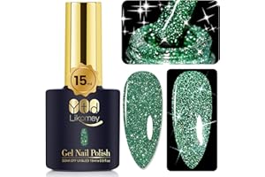 YTD Likomey Smalto Semipermanente per Unghie in gel,15ml Verde Glitterato Riflettente Glitter Colori Smalti Semipermanenti per Unghie,Olografico Ultra Brillante del UV Unghie Gel,SZ002