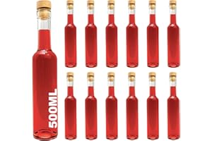 Casavetro Botellas de Cristal Futura de 500 ml - 6 o 12 Unidades para Rellenar, Licor, Vinagre o Aceite