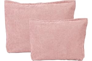 Zenovate Pochette Maquillage, Trousses de Maquillage en Toile, 2 Pièces Trousse de Toilette - Pochette Tissu Sac de Cosmétique à Glissière Portable pour Femme-Rose (1 Grand + 1 Petit)