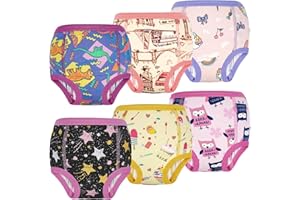 FLYISH DIRECT Children's Training Pants, Boys' Potty Training Pants, Girls' Potty Training Pants, Waterproof Training Pants, Pack of 6, 1-6 Years