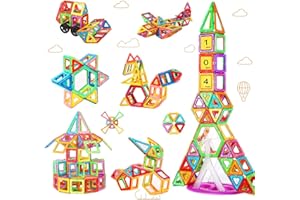 morkka Construction Magnétiques Enfants Jouet Jeu de Éducatifs Cadeau pour Garçons et Filles Jouets Magnétiques Plus Forts Blocs deJeux d'apprentissage de Construction STEM 3 Ans +(104 pcs)