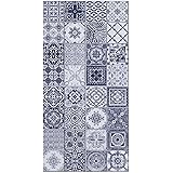 Panorama Alfombra Vinílica Hidráulica Níjar Azul 200x250 cm - Alfombra Cocina Vinilo - Alfombra Salón Antideslizante e Ignífu