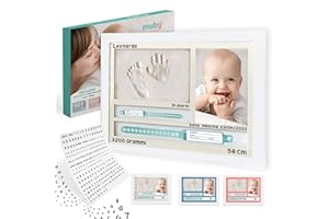 Impronta mani e piedi neonati - Regalo Neonato, Porta bracciali di nascita. KIt impronte neonato, Regali baby shower, Cornice Personalizzabile + letterine adesive. Lista nascita bebè/battesimo. Muby