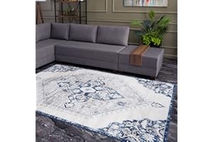 THE RUGS AREA RUG LIVING ROOM BEDROOM LARGE SMALL VINTAGE SOFT SHORT PILE BORDERED CLASSIC ORIENTAL DESIGN TRADITIONAL PERSIAN MOROCCAN BOHO CARPET - SMALL 80X150 CM, NAVY VINTAGE DESIGN