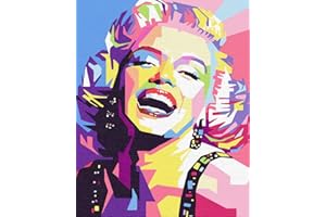 Artnapi Dipingere con i numeri, adulti con cornice, dipinta a mano fai da te, Marilyn sorridente, kit per principianti e adulti, set con colori acrilici e pennelli, tela da 40 x 50 cm, ideale come