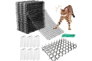 MUXHEL 24 SET Anti Cat Spikes, 15x20 cm Plastic Cat Spikes for Garden, Cat Scat Mat with Spikes Cat Deterrent Spikes for Garden, Indoor and Outdoor with 24 U-Shaped Pegs+40 Cable Ties