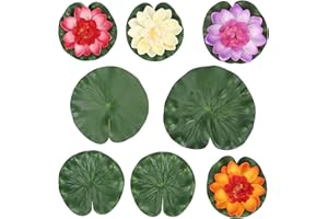 MENGON Lotus Artificiel Nénuphars Flottants Plantes Artificielles Naturelles Fleurs Feuilles De Lotus Fleur De Lotus 5 Couleurs Étang Fontaine Jardin Piscine Étang À Poissons Aquarium Décoration