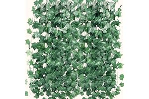NIWWIN Ghirlande artificiali verdi rampicanti, piante artificiali rampicanti, ghirlanda di piante rampicanti verdi per feste di nozze, festival interni ed esterni, lunghezza 2,1 m, 12 pacchi (edera)