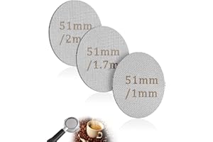 FUGLUS Pantalla de Disco Cafe 51 mm 3 Piezas, Colador Espresso para portafiltros de acero inoxidable, reutilizable, 1mm/1,7 mm/2mm de grosor, 150 μm, portafiltros de café, colador inferior de ducha