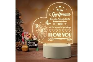 ELEQUAINT Valentines Gifts for Her Girlfriend, Girlfriend Birthday Present, Romantic Anniversary Valentine Day Christmas Birthday Gifts for Girlfriend, Personalised Acrylic Engraved Night Light