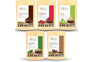 Herbs Botanica Herbal Hair Mask Combo Brahmi, Reetha (Aritha), Shikakai, Hibiscus, Amla Powder 5.3 oz Each Total 1.65lbs For Hair Growth, Scalp Health
