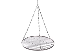 WIMI Grillrost 60 cm mit Kette Edelstahl für Schwenkgrill 3 Bein Grill Rost 10 mm Stababstand BBQ