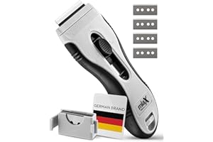 miaX Premium Kochfeldschaber 2.0 – Innovativer automatischer Klingenwechsel – Ergonomischer Glasschaber und Glaskeramikschaber mit 8 verstärkten Ersatzklingen integriert – Für alle Kochfelder geeignet