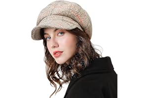 Superora Berretto Donna Invernale Cotone Cappello Beanie Inverno Cotone Motivo a Lattice con Visiera