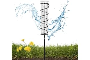 Viitech 7 Inch Rain Gauge with Stake Spiral, Measuring Capacity Outdoor Glass Rain Gauge, Garden Water Rain Measure Water Measuring Cup for Garden Yard Lawn Patio