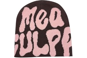KASHYKE Y2k Beanie Mütze Herren Damen Teenager Y2k Cap Winter Knit Skater Beanie Mütze Hip Hop Strickmützen Baumwolle Spider MEA Culpa Printed Y2k Beanie Cap Hat Pink Harajuku Fashion