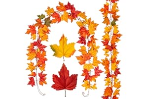 ‎BRIFUL Briful Kunstgirlande, 2 Stück Herbstgirlande Künstlich Hängepflanze Kunstpflanze Ahorn Girlande Herbstblätter Reben Herbstdeko Wanddeko, 6 Ft/182 cm