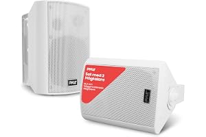 Pyle väggmontering Bluetooth hemhögtalare system – aktivt + passivt par, trådlöst, vattentåligt, stereoljud, AUX IN