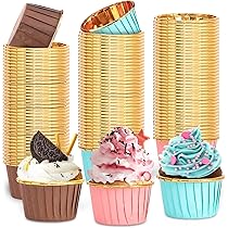 150 Stück Muffinförmchen - Goldgeprägtes Polka-Dot Design 7x6x5.5cm