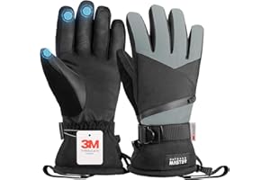 OutdoorMaster Ski Snow Gloves for Unisex Women & Men, 3M Thinsulate Winter Warm Snowboard Gloves Screen Touch, Thermal Waterproof with Double-Pocket for Skiing, Winter Sports, Cold Weather