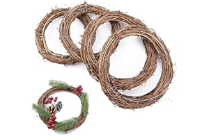 TogtherKings 4 Pezzi Ghirlanda in Rattan Naturale, Naturali Corona Decorativa in Vimini, Circolare a Forma di Vite Ghirlanda, per Cancello Corona Decorativa Casa Nozze Festa Natale (20, 25, 30,35 cm)
