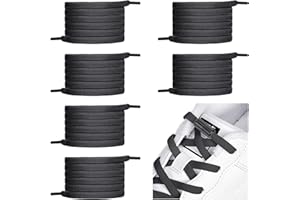 anshuke 6 pares de cordones elásticos sin lazo, cordones universales para niños y adultos, Cordones Elásticos Sin Nudo con Hebilla Metal, para Zapatillas de Deporte