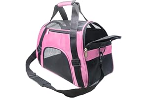 ZvoanSem Pet Carrier Bag,Small Cat Carrier Kitten Puppy little Dog Carrier for Travel Airline Approved Small Animal (Pink, S)