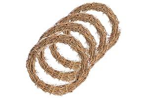 COM-FOUR® 4x Ghirlanda decorativa in legno fai-da-te per la lavorazione - ghirlanda in rattan per decorare finestre, tavoli e porte (4 pezzi - ghirlanda Ø30cm marrone chiaro)