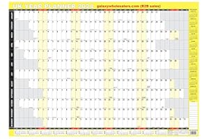 ABBEYSHAKE 2024 UK unmounted year view wall office A1 large planner calendar yellow colour