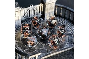 ELIFEL Set de Dés DND Globe Oculaire du Crâne Résine Polyédriques Tranchant Bord Dés 7 pièces Faits à la Main pour Donjons D4 D6 D8 D10 D12 D20 D% et Dragons RPG Dés Jeu de Role avec Boîte-Cadeau
