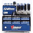 VTOOLS 124 PCS Screwdriver Set with Stand, Includes Precision Screwdrivers, Hex Keys, Ratchet Handle, Nut Drivers, Offset Screwdrivers, and Screw Bits, Tool Kit for Home and Professional Use,VT2261
