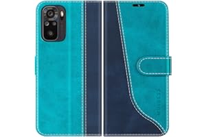 Mulbess Funda Móvil para Xiaomi Redmi Note 10 4G / Redmi Note 10S, Funda de Cuero PU, Función de Soporte, Funda Tapa, Concha Interna de TPU, Elegante Azul Mint
