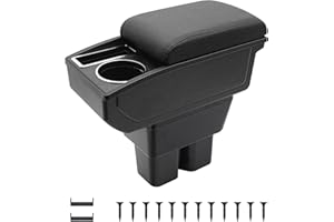 KAERGK Reposabrazos de coche para Suzuki Jimny 2019-2024 Consolas centrales para automóvil Doble espacio de almacenamiento con soporte para bebidas Fácil montaje Cómodo y duradero Cuero Negro (Línea