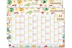 Timr Calendrier mural 2025/2026 Motif fruits – Format A3 Calendrier 12 mois I tr291