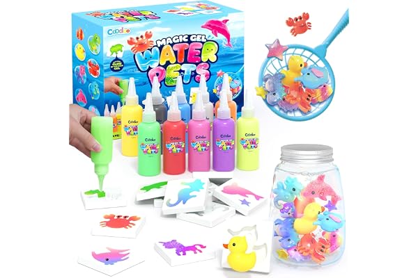 Coodoo Aqua Gelz Set, Kit de 10 Flacons de Gel Hydrogel Magique et 8 Moules, Magique et Créative Activité Manuelle Enfant, Cadeau Jouets Créatifs Magiques pour Enfants Garçons et Filles