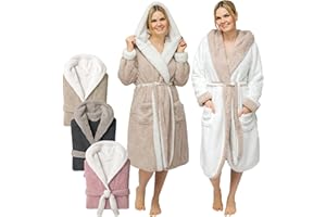 CalmyLIFE Bademantel Damen flauschig Morgenmantel - mit Wendefunktion kuschelige Bademäntel mit Kapuze Kuschelbademantel