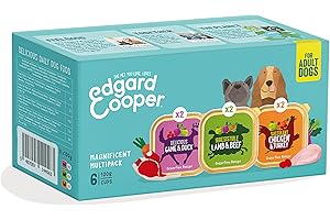 Edgard Cooper Cibo umido per cani, Adulti, Multipack (Pollo/Agnello/Selvaggina 6 x 100g), umido cani, carne fresca e ingredienti naturali, senza cereali, senza zuccheri aggiunti