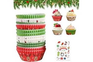 BAVOOTY Navidad Moldes Magdalenas Papel,Papel Magdalenas Horno,Papel para Cupcakes y Muffins 200 pzes Cápsulas Magdalenas para Hornear,para Fiesta de Cafeterías,Pastelerías,Bodas,Cumpleaños,Multicolor