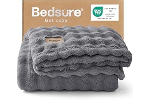 BEDSURE Bubble koc - puszysty koc, na sofę, koc wełniany i polarowy, miękki, ciepły koc do dekoracji pokoju, do salonu, przytulania, szary, 150 x 200 cm