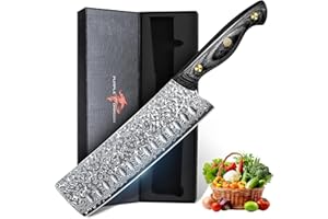 Purple Dragon Damaskus Nakiri Messer 7 Zoll, Messer mit scharfem Rand und Holzgriff Hand geschmiedete Kochmesser für den Hausgebrauch, Fleisch Gemüse, Geburtstagsgeschenk