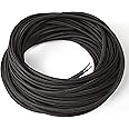 Amarcords - Textile cable for lamps, black, round, silk, 5 metres, with 2 conductors 2 x 0.75 - fabric cable covered with coloured vintage fabric for chandeliers, wall lamps and lampshades