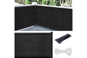 FUOBECIE Balcony Privacy Screen, Garden Screening 90x500cm, Privacy Fence Screen Weatherproof and UV Protection with Cable Ties, Windbreak Netting for Outdoor Wall Garden Yard Pool-Black