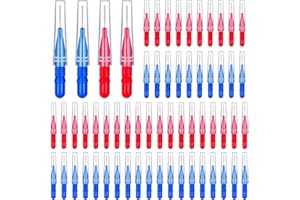 GOUWEIBA 100 Pezzi Scovolini Interdentali Spazzolini Interdentali con Coperchio per l'Igiene Interdentale Scovolino per Pulizia Denti Stuzzicadenti Flosser (Blu+rosso)