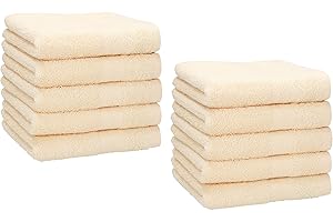 Betz Lot de 10 Serviettes débarbouillettes lavettes Taille 30x30 cm en 100% Coton Premium Couleur Beige