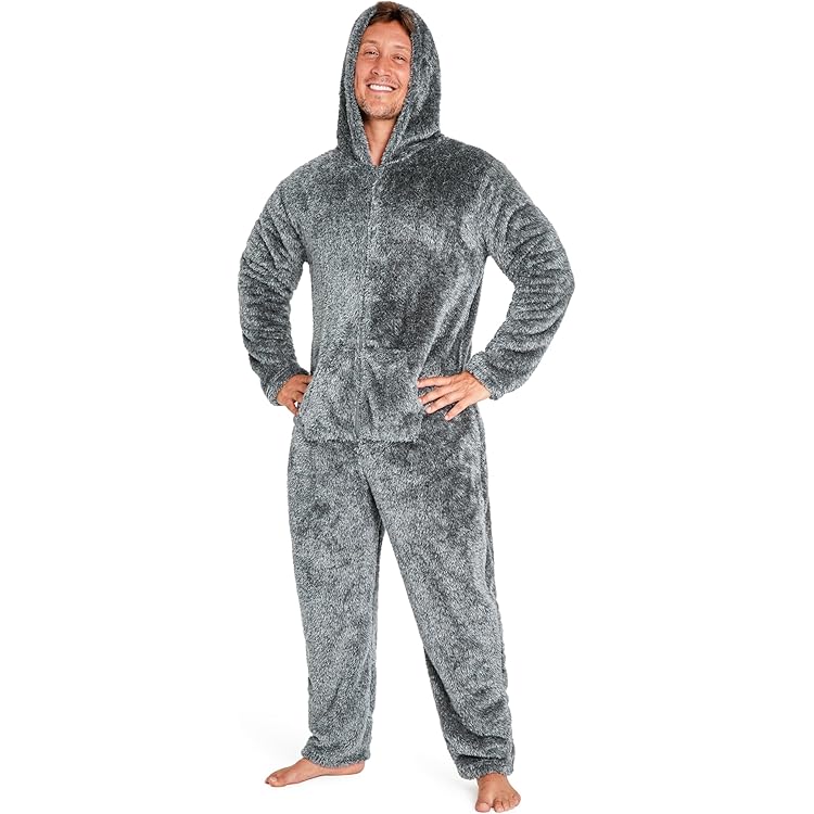 EflAl Onesie voor heren, jumpsuit met capuchon en ritssluiting, extra