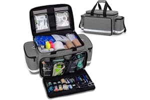 Trunab Bolsa Médica de Primeros Auxilios de Emergencia Vacía Gris, Botiquines de Primeros Auxilios Bolsa Almacenamiento Médico con Divisores Interiores y Fondo Antideslizante, Ideal para EMT, EMS