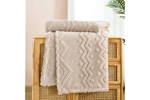 ‎WONGS BEDDING WONGS BEDDING Kuscheldecke Flauschig Decke Beige, Sofadecke Wolldecke 220x240 Wohn- & Kuscheldecken, Warme Weiche Fleecedecke Boho Decken überwurfdecke für Sofa Couch Bett