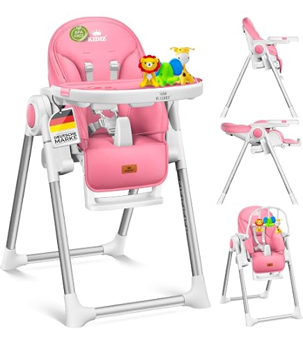 Chaise Haute Bébé Pliante COSTWAY Dossier Incliné-Hauteur