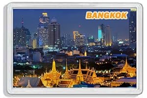 AWS Magnete in PVC Rigido Bangkok City Thailandia Thailand Souvenir calamita Fridge Magnet Magnete da frigo in plastica Dura con Immagine Fotografica Città